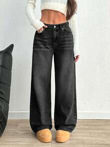 EURMUSE HIGH RISE WIDELEG Y2K STYLE JEAN PETITE - Black - View 5