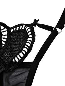 Ropa interior sexy tipo tanga con bordado de corazón para hombres - Rojo - Ver 4