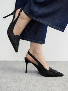 CUCCOO BIZCHIC Commuting Casual Minimalist Closed Toe Thin Heel Women Pumps For Christmas - Black - View 9