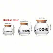1pc 16.91oz Airtight Glass Storage Jar With Bamboo Lid Multi-Purpose Round Container For Tea, Snacks Etc. - Easy Clean Kitchen Organizer