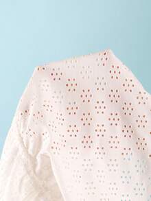 Young Girl White Dress With Floral Lace Trim - White - View 7