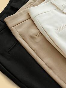 Anewsta 3套优雅别致的简约口袋阔腿裤套装，米色、卡其色、黑色可选，适合度假和新年穿着 - 彩色 - 查看 6