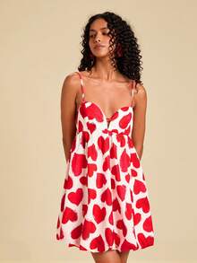 Travachic Heart Print Romantic Vacation Casual Slip Dress, Spring Break Outfits, Summer Outfits, Valentine's Day, Beach Outfits, Casual Vacation Outfits, Going Out Outfits, Heart Dress Vacation Dress