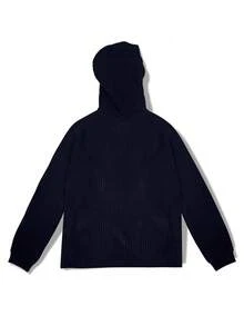 Airaco Fashionable Comfortable Casual Zip-Up Hooded Men's Long Sleeve Cardigan - Navy Blue - View 2