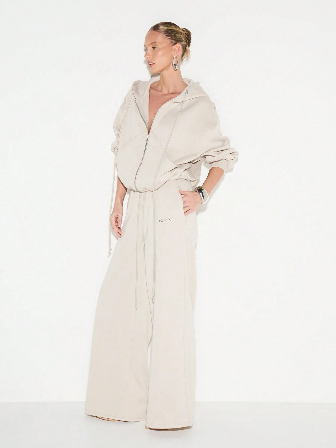 KIZN Wide Leg Drawstring Joggers With Elastic Waist