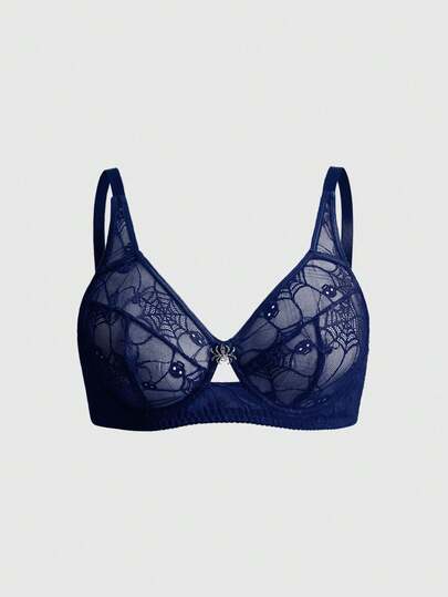 Goth Sujetador con aros de talla grande con colgante de esqueleto gótico, telaraña y murciélago de metal