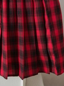 SHEIN 2件套女童白色印花T恤（带3D爱心图案）和红色百褶裙 - 紅色 - 查看 4