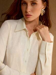 MOTF PREMIUM 女士针织弹力修身长袖衬衫 - 黑色 - 查看 6