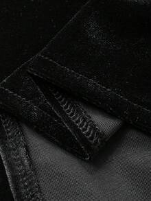 DAZY 女士优雅通勤纯色蕾丝边鱼尾裙 - 黑色 - 查看 11