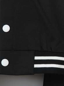 SHEIN Young Boys 2pcs Set: Black Knit Sweater With White Sleeves, Featuring Large Letter "N" Print On Front; Paired With Matching Printed Sports Pants, Ribbed Collar, Cuffs & Hem For Comfort; Casual, Sporty Style Suitable For Spring/Fall, Daily Wear, School, Travel