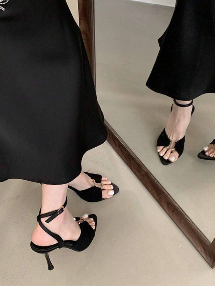 Women Heeled Sandals - Black - View 1