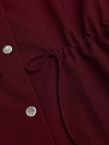 GlowEve 冬季休闲保暖连帽束腰外套 - 酒紅色 - 查看 5