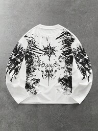 Goth Men's Long Sleeve Dark Wing Graphic T-Shirt