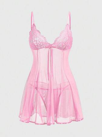 J-Fashion Y2K Avant-Garde Lace Mesh Patchwork Bow Sexy Sheer Dress Set