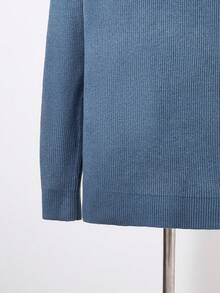 RONVEXI Men's Solid Color Minimalist Crew Neck Long Sleeve Sweater, Casual Everyday Wear Winter Cashmere Men S Clothing Blue Sweater - Baby Blue - View 3
