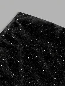 SHEIN MOD Women's Casual Minimalist Ruched Low Waist Bodycon Mini Skirt, Suitable For Parties,Women Party Skirt,Black Skirt,Sparkly Skirt - Multicolor - View 4