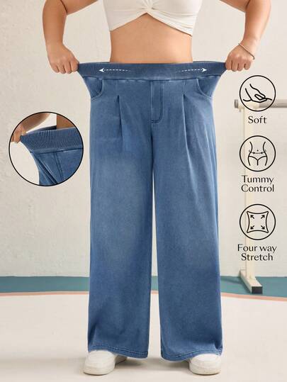 Flexra Jeans de mezclilla elásticos casuales para mujer de talla grande, para todas las estaciones