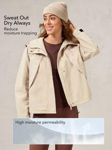 OutZeal Women Outdoor Jacket Christmas OutfitHiking Camping Water-Resistant Windproof Hooded With Pockets - Khaki - View 4