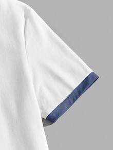 Manfinity Joysei Standard Size Men's Navy Blue & White Cartoon Print Short Sleeve T-Shirt