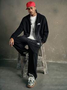 AXEPEAK Men's Ombre Hoodie And Sweatpants Set - Black - View 6