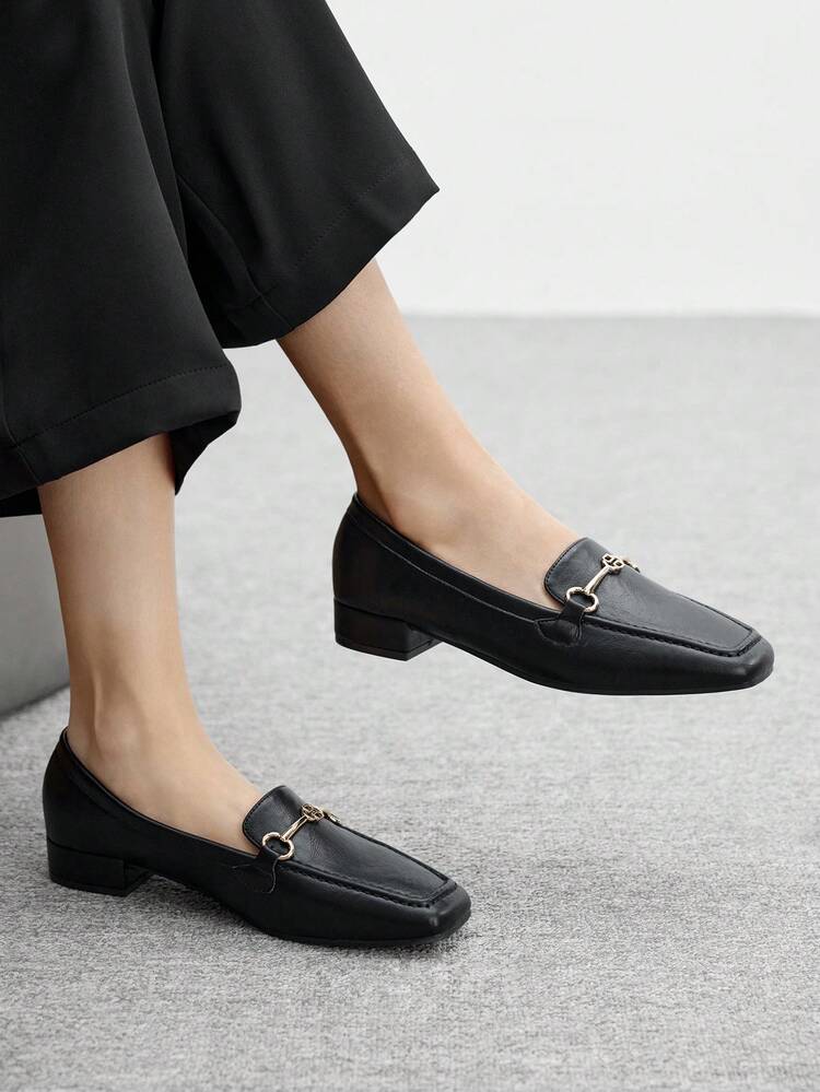 CUCCOO BIZCHIC Women's Metal Decor Casual Slip-On Loafers, Comfortable And Versatile For Daily Commute For Christmas