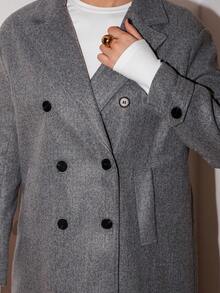 Bris Aura Ladies Lapel Double Breasted Woolen Coat  Fall Winter Cloth For Women