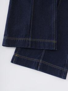 GlowEve Women's Elegant Casual Contrast Color Straight Leg Jeans - Blue - View 5