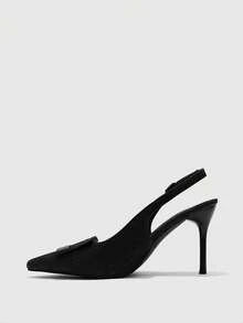 CUCCOO BIZCHIC Commuting Casual Minimalist Closed Toe Thin Heel Women Pumps For Christmas - Black - View 5
