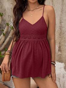 SHEIN Maternity Tie-Dye Ruched Design Casual Camisole - Burgundy - View 3