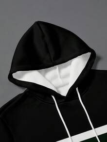 Manfinity Homme Men's Contrast Color Long Sleeve Hoodie Sweatshirt And Pocket Sweatpants Set - Multicolor - View 3