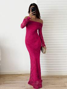 SHEIN Unity Elegant Wedding, Christmas Party Dress - Hot Pink - View 8