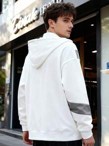 Sudadera con capucha para hombre oversized polar de algodón orgánico, estilo urbano sostenibl e con orgullo mexicano, suave abrigado y transpirable, cordón ajustable y cuello acanalado resistente, bolsillo canguro duradero y oferta exclusiva - Blanco - Ver 7