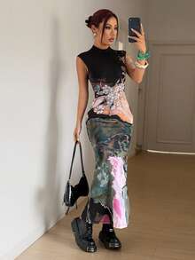 StreetHx Women's Street-Style Cheongsam Inspired Fitted Long Sleeveless Dress - Multicolor - View 1