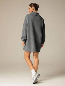 Hanevo 秋冬新款休闲街头极简通勤懒人返校高领拉链半开衩套头长袖H型宽松卫衣&女士短裤套装