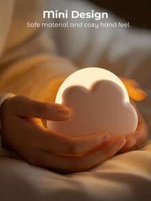 Teckwe 便携式LED小夜灯，可爱云朵迷你台灯，4种模式，可充电，适合露营、床头、卧室等各种场合，睡眠伴侣，创意礼物 - 粉色 - 查看 2