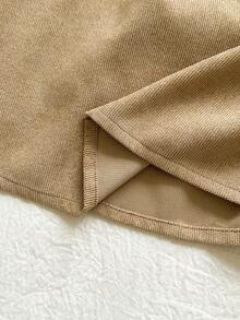 Vintaside Kids Girls' Khaki Artistic Long Sleeve Pullover Dress, Featuring Elegant Embroidered Neckline, A-Line Silhouette, Suitable For Outings, Casual Wear, And Birthday Parties - Khaki - View 6