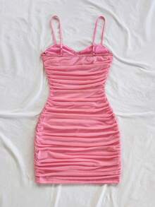Soleia Red Ruffled Mesh Slip Dress, Suitable For Holiday, Date, Afternoon Tea, Vacation, Music Festival, Boho Style,Pink Birthday Summer Cute - Baby Pink - View 2