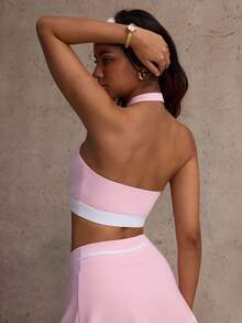 Sovereign Charm 撞色拼接露背运动文胸 - 粉色 - 查看 2