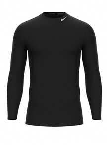 Nike Pro Men's Dri FIit Long-Sleeve Shirts Black - Black and White - View 1