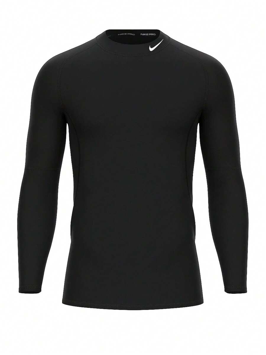 Nike Pro Men's Dri FIit Long-Sleeve Shirts Black - Black and White - View 1