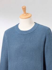 RONVEXI Men's Solid Color Minimalist Crew Neck Long Sleeve Sweater, Casual Everyday Wear Winter Cashmere Men S Clothing Blue Sweater - Baby Blue - View 5