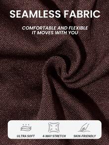 Dewbera Set de 2 piezas de top de manga larga y pantalones pitillo de unicolor, conjunto deportivo sin costuras para mujeres - Café integral - Ver 8