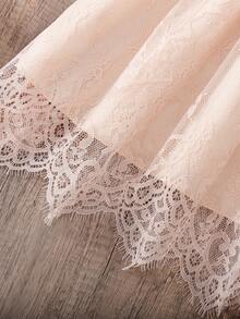 春秋新款甜美可爱女童蕾丝彼得潘领长袖收腰公主蓬蓬裙，适合日常穿着、度假、派对等场合 - 杏色 - 查看 6