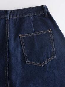 GlowEve Casual Commuter Washed Denim Skirt - Dark Wash - View 6