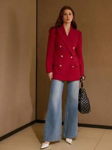 MOTF PREMIUM 女士宽松修身双排扣西装外套