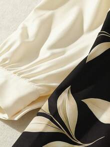 GlowEve CURVE Vestido elegante con cuello en pico, estampado floral y parches para mujer de talla grande - Albaricoque - Ver 3