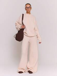 MUSERA Oversized Button Front High Neck Knit Jumper Only Autumn Winter Fall Going Out Everyday Night Out Casual Cool Streetwear Washed  Chic