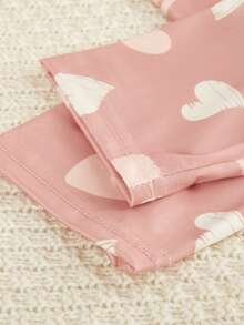 2pcs/Set Girls Plaid Pants & English Letter Print Long Sleeve Casual Homewear Set Pajama Sets Hearts - Multicolor - View 8