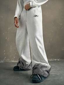 AXEPEAK Pantalones deportivos casuales con cordón en la cintura y bolsillos con estampado de pentagrama para hombres - Gris - Ver 1