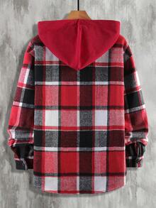 Manfinity CasualCool Áo khoác sơ mi nam tay dài có mũ kẻ caro vải nỉ thoải mái, túi đơn, thường ngày cho mùa thu/đông, thích hợp cho kỳ nghỉ, tiệc tùng, công sở, hẹn hò, tối giản và đa năng, thời trang và thanh lịch, phong cách đại học, tuyệt vời để mặc hoặc làm quà tặng - Nhiều màu - Xem 2